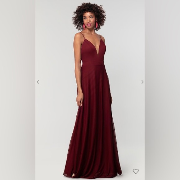Kleinfeld Dresses Kleinfeld Long Bridesmaid Dress With Deep